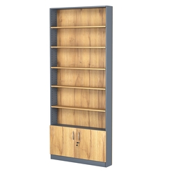 Стеллаж из ДСП с 5-ю полками 150x900 мм серии LEVEL-5 №9 (З/C - ДВП), Темно-серый и Дуб Золотистый