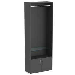 Торговый стеллаж с нижними дверками для одежды №9, Черный