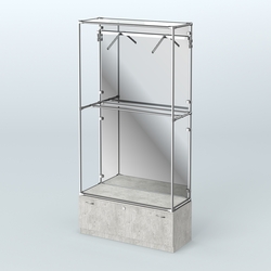 Торговая система ХРОМ (задняя стенка - зеркало) 1200 мм №4-1 с тумбой Т-11 и поручнями, Метрополитан Грей