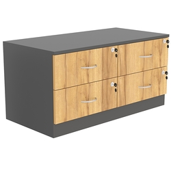 Тумба T-19 900мм (H-450мм c 4-мя выдвижными ящиками), Темно-серый и Дуб Золотистый