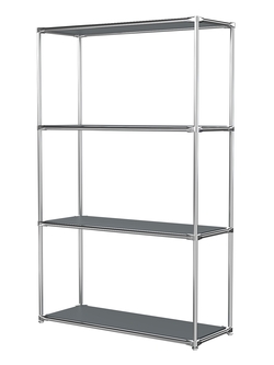 Хромированный стеллаж СТИЛЬ №1г с полками ДСП 16 мм, Темно-Серый