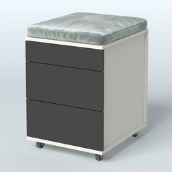 Тумба мобильная Фламинго 2 ящика + 1 ящик-лоток с подушкой, Белый и Черный