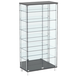 Витрина РОНДО с регулировочными полками №4-6-РЕГ на ножках (задняя стенка зеркало), Темно-Серый