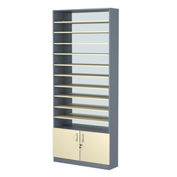 Стеллаж из ДСП с 10-ю полками 250x900 мм серии LEVEL-10 №11-2 (З/C - ЗЕРКАЛО), Темно-серый + Крем Вайс