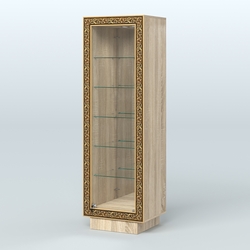 Низкая витрина с декором и пятью прозрачными полками НБА-503, Дуб сонома