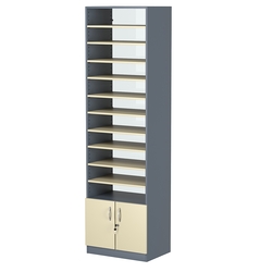 Стеллаж из ДСП с 10-ю полками 400x600 мм серии LEVEL-10 №7-1 (З/C - СТЕКЛО), Темно-серый + Крем Вайс