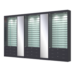 Комплект витрин под очки №10+1+10+1+10 (закрытый доступ), Антрацит