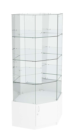 Витрина "Истра" угловая №220, шестигранная (З.С-зеркало), без дверей, Белый