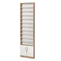 Стеллаж из ДСП с 10-ю полками 100x600 мм серии LEVEL-10 №1 (З/C - ДВП), Дуб Канзас коричневый + Белый