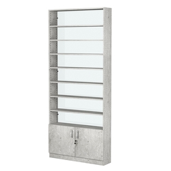 Стеллаж из ДСП с 8-ю полками 200x900 мм серии LEVEL-8 №10-1 (З/C - СТЕКЛО), Метрополитан Грей