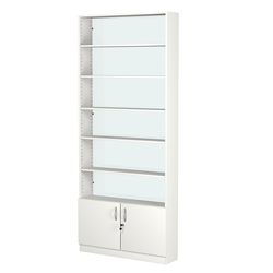 Стеллаж из ДСП с 5-ю полками 200x900 мм серии LEVEL-5 №10-1 (З/C - СТЕКЛО), Белый