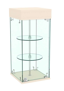 Витрина РОТАЦИЯ настольная с вращающимися полками №21-2 (прозрачная), Крем Вайс