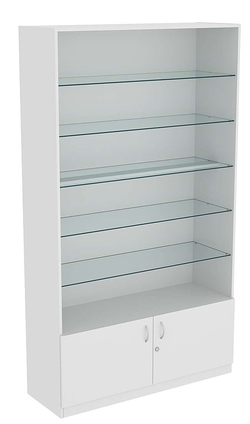 Витрина СЭСП-О №1-1-400 (З/C - ДВП) со стеклянными полками, Серый