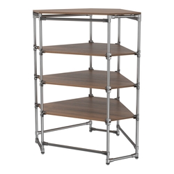 Хромированный стенд Прогресс №3-4 (с полками ДСП 16мм), Орех