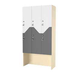 Шкаф для раздевалок СТАНДАРТ-Элегия №3-3Б, Крем Вайс + Темно-серый+ Белый