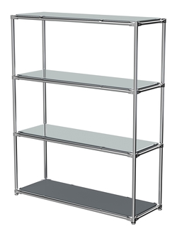 Торговый хромированный стеллаж с зеркальными полками №7, Темно-Серый