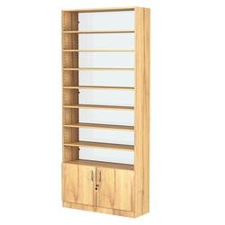 Стеллаж из ДСП с 7-ю полками 300x900 мм серии LEVEL-7 №12-1 (З/C - СТЕКЛО), Дуб Золотистый