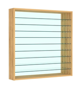 Витрина настенная №4-6Г зеркальная с девятью прозрачными полками, Дуб Золотистый