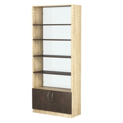 Стеллаж из ДСП с 4-мя полками 400x900 мм серии LEVEL-4 №14-1 (З/C - СТЕКЛО), Дуб Сонома + Дуб Венге