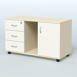 Тумба сервисная левая (на опорах) Камелот, Крем Вайс + Белый