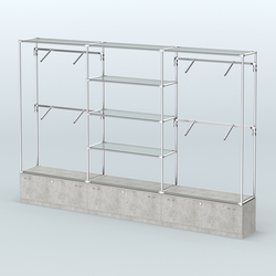 Торговая система ХРОМ без ДСП 3600 мм с тумбами Т11, прозрачными полками и поручнями №3, Метрополитан Грей