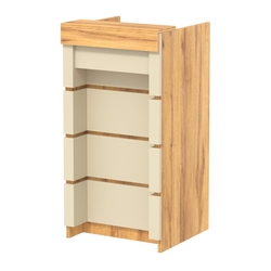 Торговый кассовый прилавок на колесах с утопленным фасадом №УФК-2-1, Дуб Золотистый и Крем Вайс