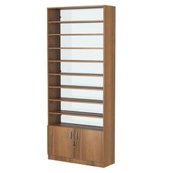 Стеллаж из ДСП с 8-ю полками 300x900 мм серии LEVEL-8 №12-1 (З/C - СТЕКЛО), Орех