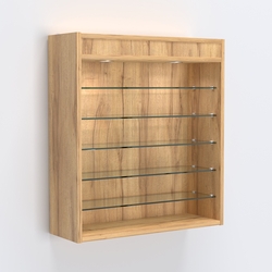 Витрина настенная №201-7Г открытая с пятью полками и верхним светом, Дуб Золотистый