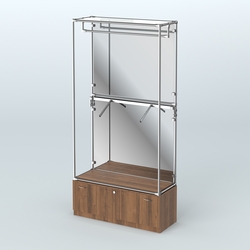 Торговая система ХРОМ (задняя стенка - зеркало) 1200 мм №2-1 с тумбой Т-11 и поручнями, Орех