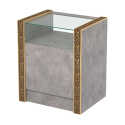 Недорогой прилавок с прозрачным верхом и декоративными молдингами №ПДМ-2-600, Бетон Чикаго светло-серый F186 ST9