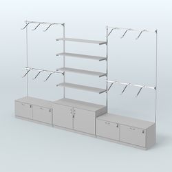 Система Neo Fix №3 с полками из ДСП, поручнями и тумбами T-15 и Т-22, Серый