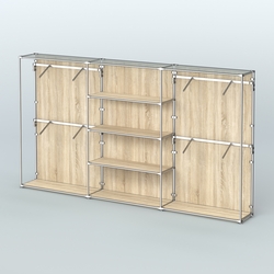 Торговая система ХРОМ (задняя стенка - ДСП) 3600 мм с полками ДСП и поручнями №5, Дуб Сонома