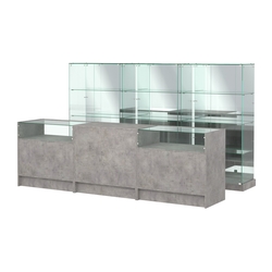 Комплект низких витрин ХП-07 и прилавков ЭК-2, Бетон Чикаго светло-серый F186 ST9