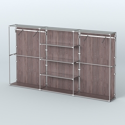 Торговая система ХРОМ (задняя стенка - ДСП) 3600 мм с зеркальными полками и поручнями №10, Ясень Анкор темный