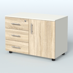 Тумба для оргтехники Види Вуд, цвет мокко + вяз, Белый + Дуб Сонома