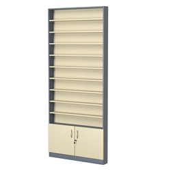 Стеллаж из ДСП с 9-ю полками 100x900 мм серии LEVEL-9 №8 (З/C - ДВП), Темно-серый + Крем Вайс