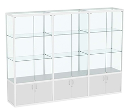 Витрина стеклянная алюминиевая модульная с прозрачным верхом ВСА-10, Серый