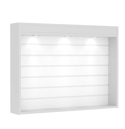 Витрина настенная №3-2В с эконом панелью и верхним фризом, Серый