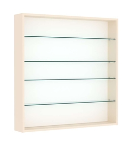 Витрина настенная №4-1Г открытая с прозрачными полками, Крем Вайс