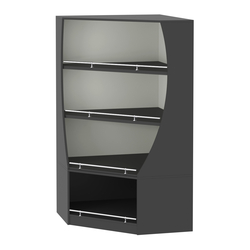 Стеллаж Гарант угловой низкий №2-О с ограничителями, Черный и Белый