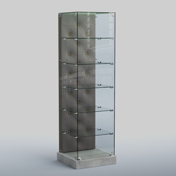 Низкая стеклянная витрина КАПИТОНЕ №501-ХП, Метрополитан Грей+15 Silver