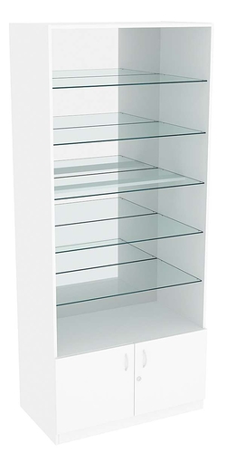 Витрина СЭСП-О №1-500 (З/C - Зеркало) со стеклянными полками, Белый