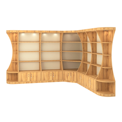 Угловой высокий стеллаж ГАРАНТ №3, Дуб Золотистый и Крем Вайс