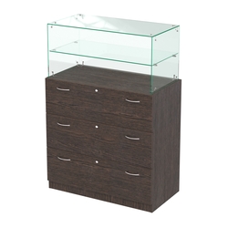 Прилавок из ДСП и стекла с выдвижными ящиками Селена-1, Дуб Венге