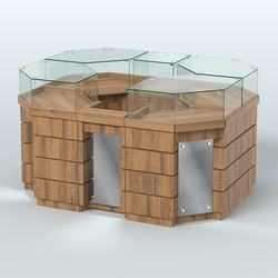 Торговый островок GOLD с зеркальным фасадом №1-1 (3,13 кв.м), Орех