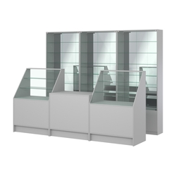 Комплект витрин с регулировочными полками NE-6 №12-2 и прилавков ЭК-7, Серый