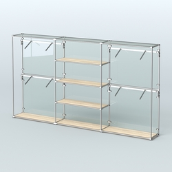 Торговая система ХРОМ (задняя стенка - стекло) 3600 мм с полками ДСП и поручнями №5, Дуб Сонома