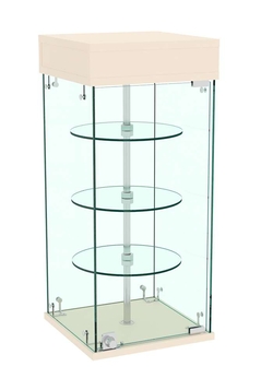 Витрина РОТАЦИЯ настольная с вращающимися полками №21-3 (прозрачная), Крем Вайс
