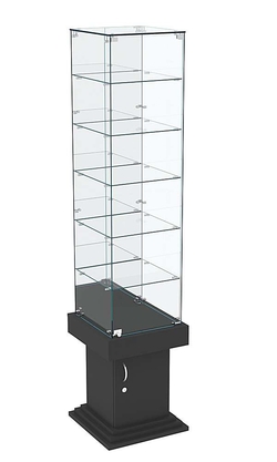 Витрина ДОНЖОН №508 с полками и зеркальной задней стенкой, Черный