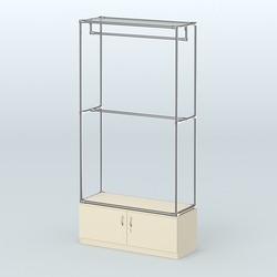 Торговая система ХРОМ без ДСП 1200 мм №1-4 с тумбой Т-21 и поручнями, Крем Вайс